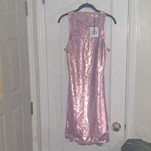 NWT True Decadence Pink Sequin Open Back Dress SZ 12